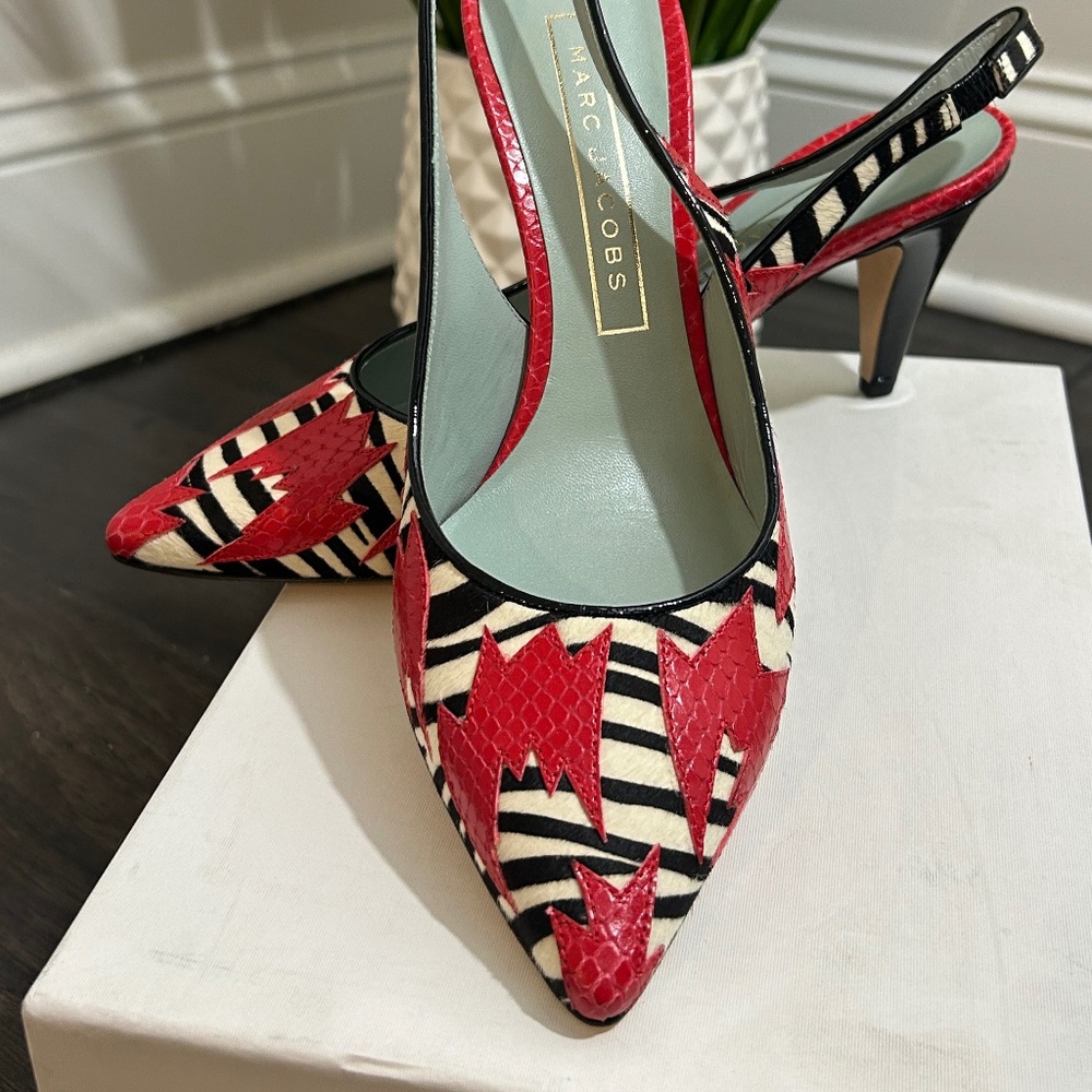 Marc By Marc Jacobs Multicolor Calf Hair Sling Back Heel  Size 38.5